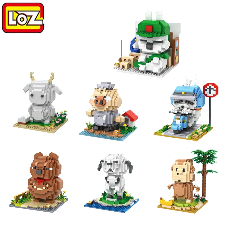

LOZ Building Blocks animal cow and pig and rabbit Action Minions 3D Bricks Blocks toys Educational toys,funny