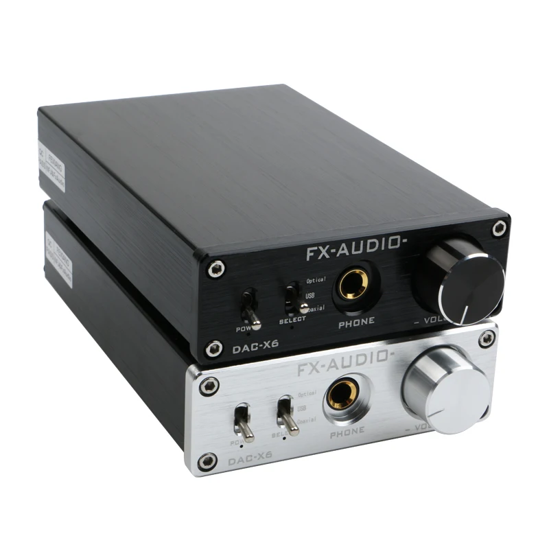 FX-AUDIO DAC-X6 HiFi 2.0 Digital Audio Decoder DAC Input USB/Coaxial/Optical Output RCA/ Headphone Amplifier 24Bit/96KHz DC12V optical fiber coaxial tube amplifier lossless bluetooth hifi high power amplifier th 102