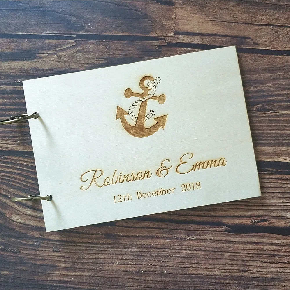 Buy Custom Wedding Anchor Wood Guest Book Guest Books