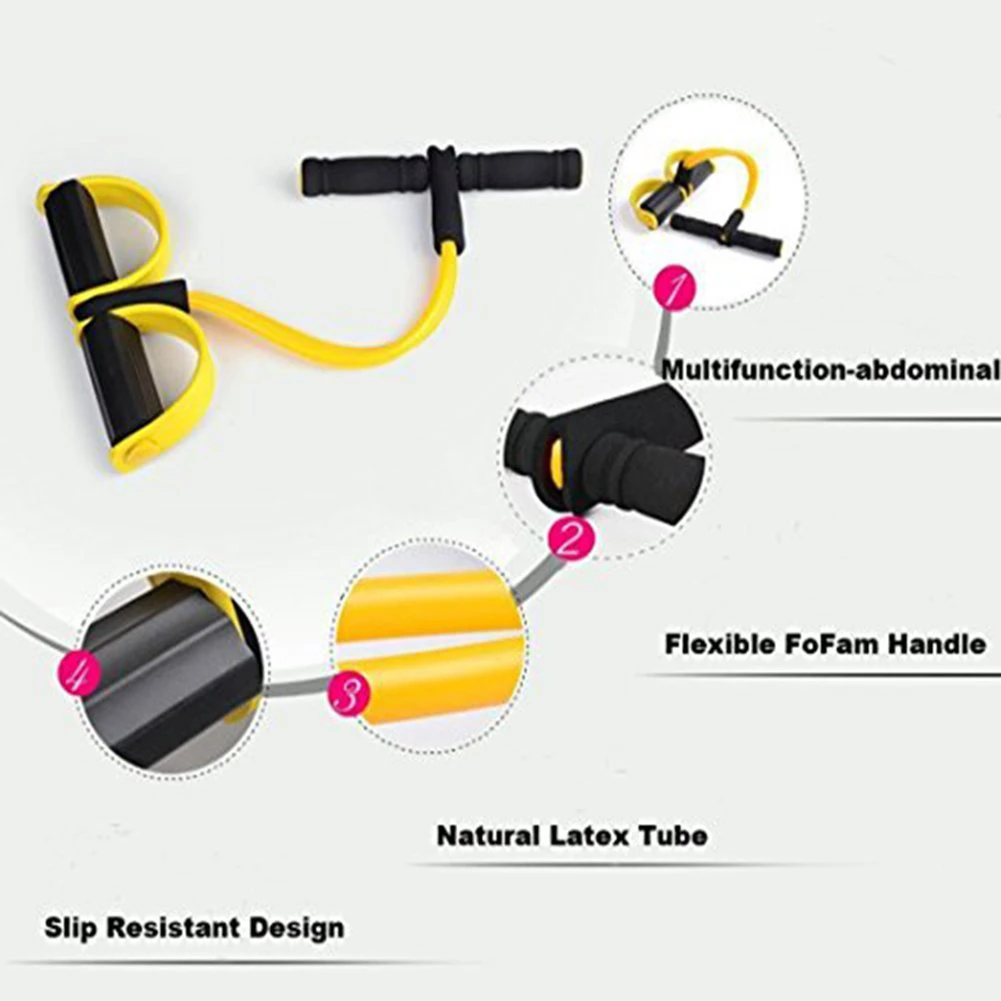 Universal Home Fitness Equipment Sculpture Tummy Trainer Foot Pedal Expander Elastic Pull Rope Abdomen Waist Arm Leg Tummy Str