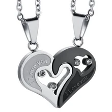 1 par de moda pareja forma de corazón te amo collar y pendiente unisex amantes parejas joyería de moda(China)