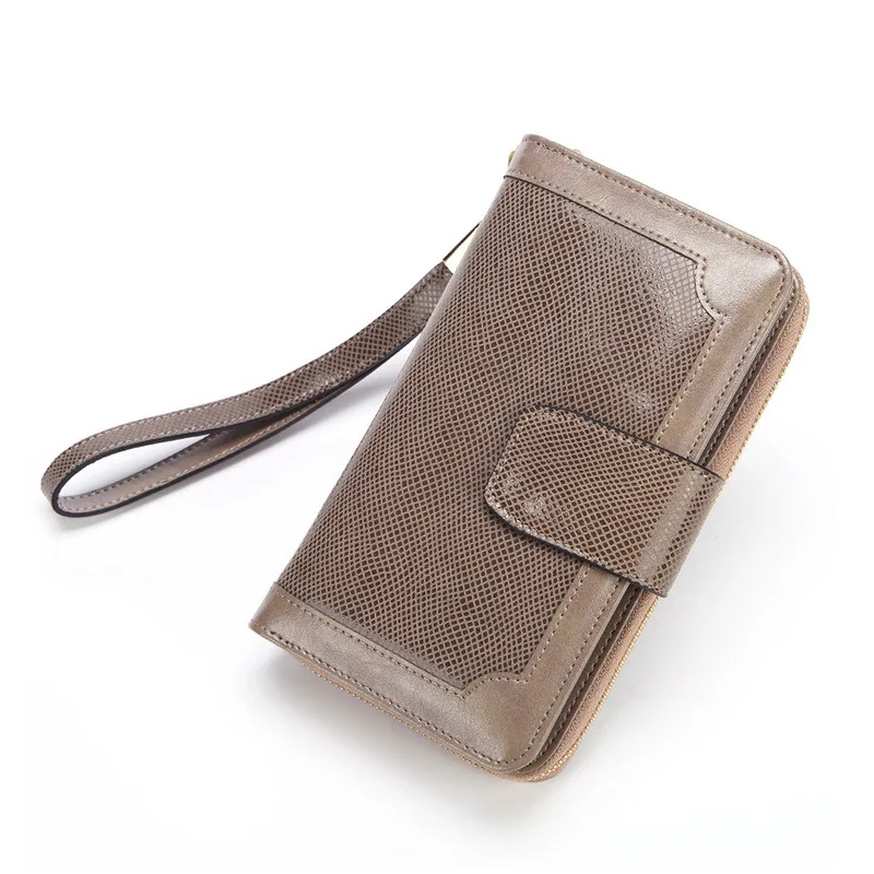 

Serpentine wallet female genuine cow leather Casual zipper & hasp Standard wallets long porte monnaie femme coin phone wallet