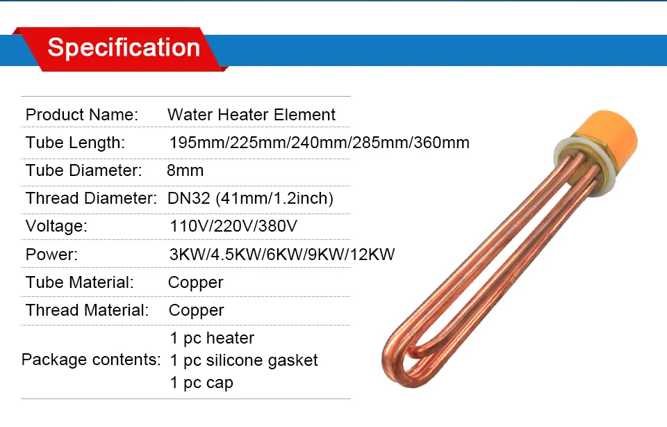 elemento de aquecimento de água withdn32 1.2
