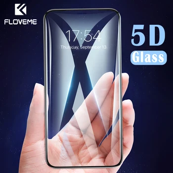 

FLOVEME 5D Tempered Glass on the For iPhone 7 6 6s 8 Plus Screen Protector Protective Glass For iPhone X XS Max XR 6 7 Full Film