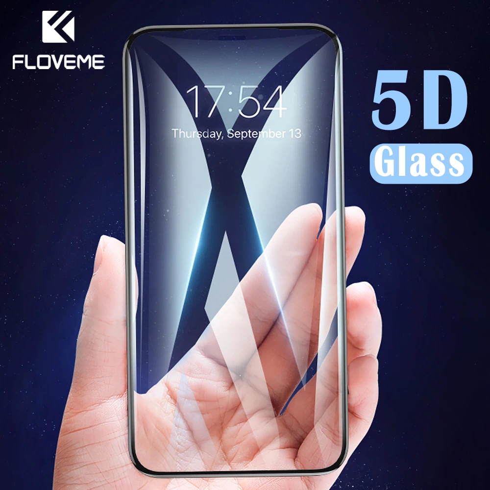 

FLOVEME 5D Tempered Glass on the For iPhone 8 7 6 6s Plus Screen Protector Protective Glass For iPhone X XS Max XR 6 7 Full Film