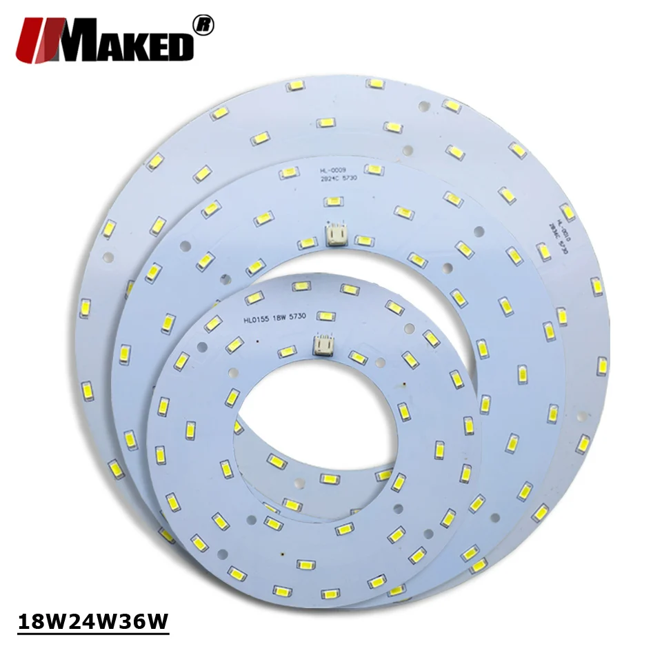 UMAKED SMD5730 LED PCB 18 Вт 24 36 круглый потолочный светильник Замена лампового светильника