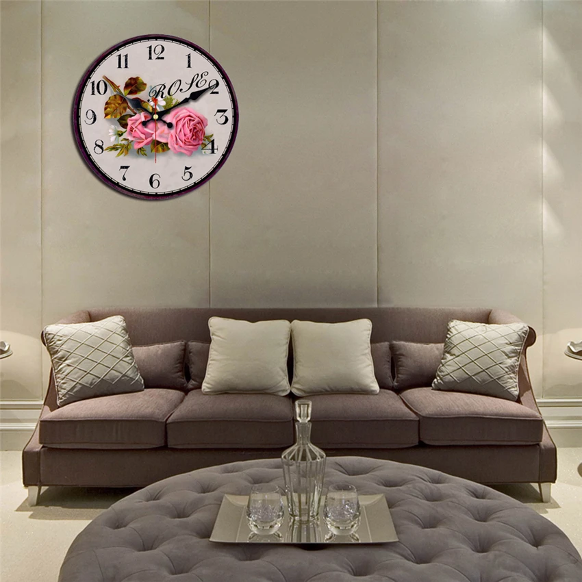 Розовые дизайнерские круглые часы для домашнего декора, бесшумные настенные часы для кафе, офиса, кухни, винтажные большие настенные часы, художественные без звука