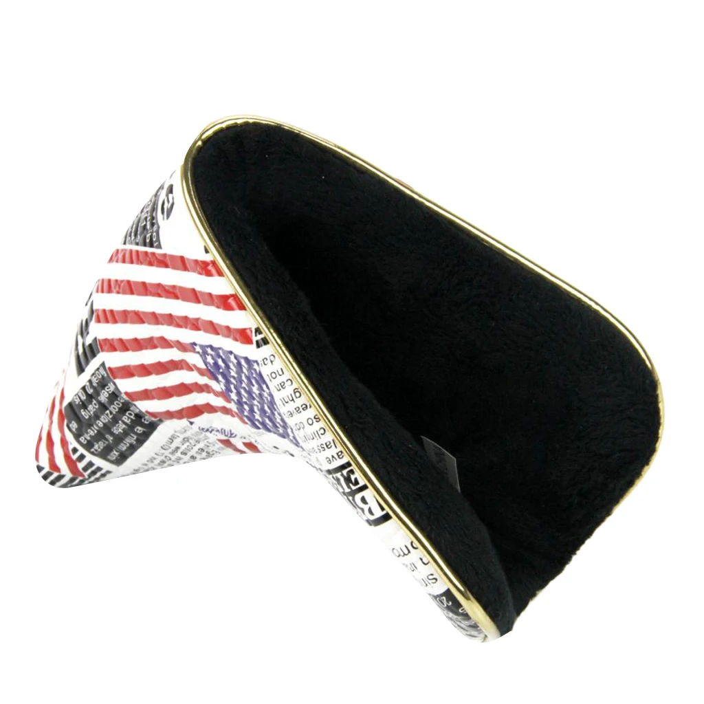 Perfeclan Vintage Golf Cover Blade Putter Headcover Protective Bag Sleeve with Magnetic Closure USA Flag Newspaper Image