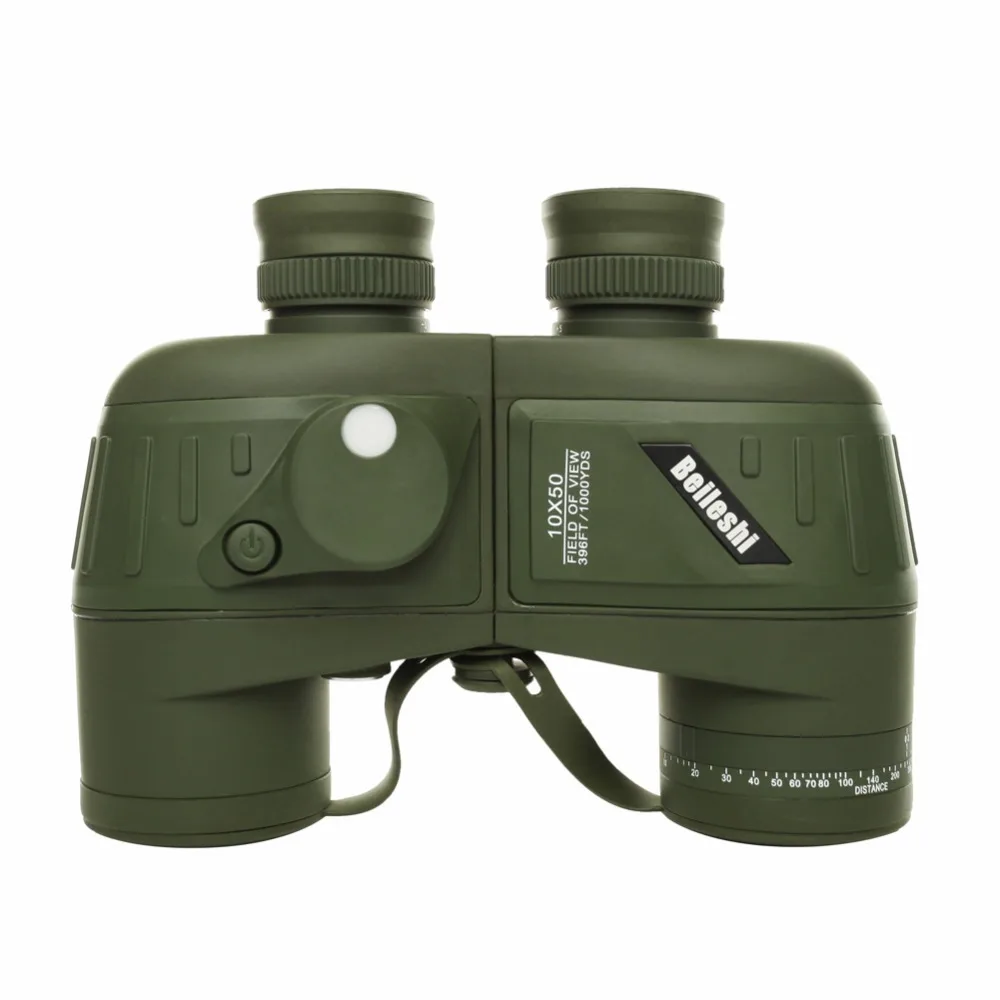 Tactical Military Binoculars Beileshi 10x50 Navy Binocular with rangefinder and Compass Reticle