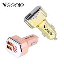 Veecle Trophy Belt Voltage Display Car Charger 2 USB Port 2 Way Led Car Cigarette Lighter