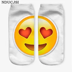 Nducjsi 21 Цвета Носки для девочек Новинка низкой лодыжки носки унисекс 3D emoji печать Повседневное charactor выражение Короткие хлопковые Для женщин