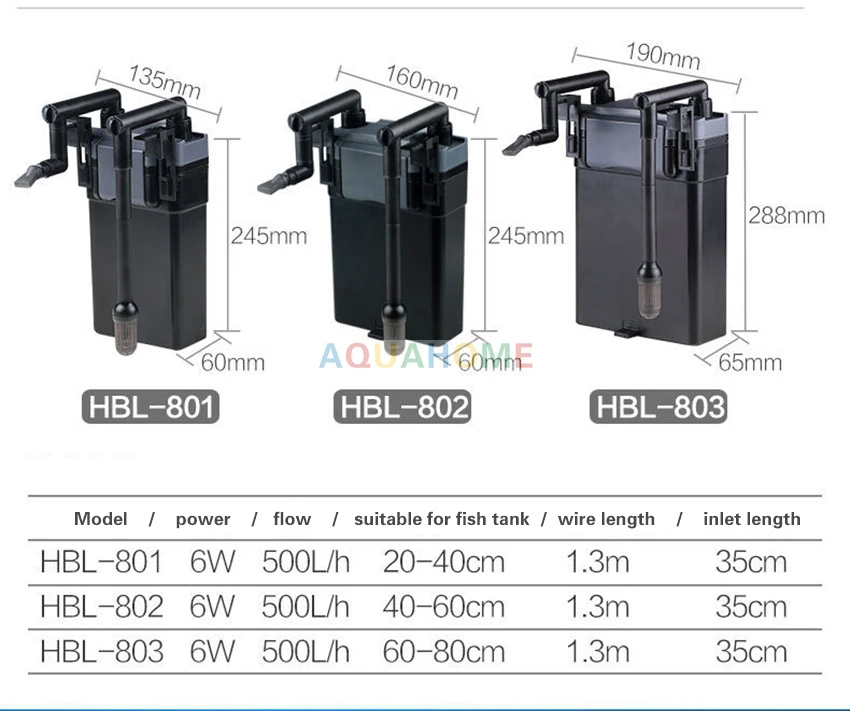 SUNSUN аквариумный фильтр настенный угольный фильтр задний подвесной водопад Ландшафтный фильтр HBL801802/803 220 В/50 Гц/6 Вт