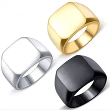 Размер 7-15 модное кольцо в виде глазного яблока 316L из нержавеющей стали для мужчин и женщин простой стиль Полировка серебряное Золотое черное квадратное кольцо