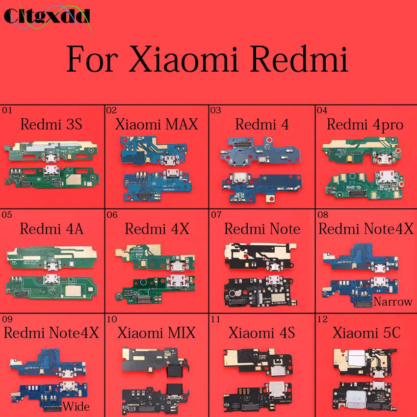 

cltgxdd 1~10pcs For Xiaomi MAX MIX 4S 5C Redmi 3S 4 4pro 4A 4X Note Note4x USB Dock Connector charger Charging Port Flex Cable