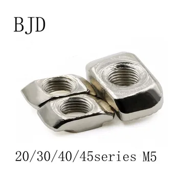 

50pcs M5 For 20/30/40/45 Hammer Nut T Fastener Sliding Nuts Nickel Plated Carbon Steel for M5 T nuts Aluminum Profile