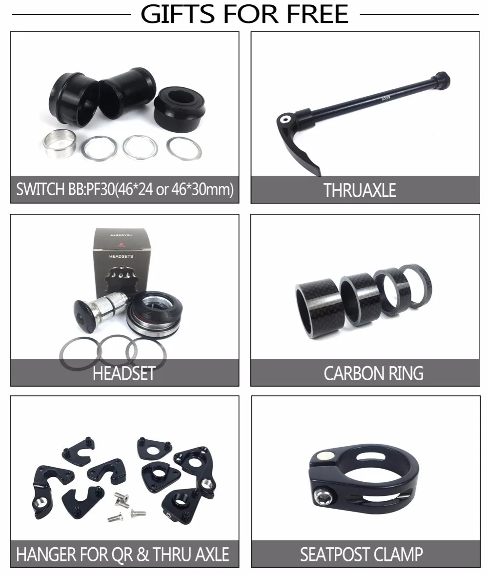 Flash Deal T1000 Full Carbon Fiber MTB Bike Framesets, 27.5er 29er MTB Mountain Bicycle Carbon Frame+Fork+Seatpost+Handlebar+Stem PF30 13