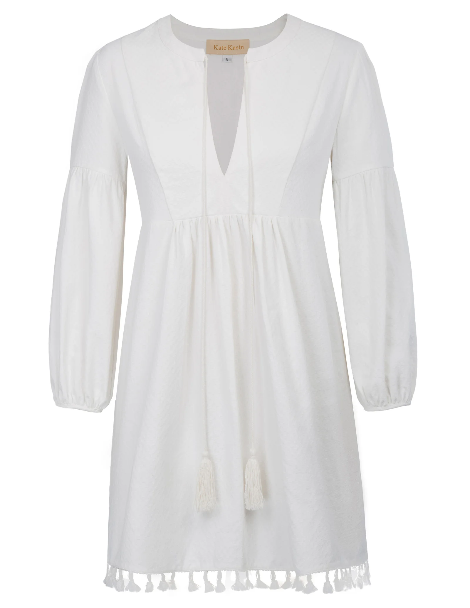 Kate Kasin Women's Bohemian Tassel Floral Tunic Shift Blouse Flowy Mini Dress | Женская одежда