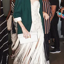 Новинка, высокое качество, женское платье, опт, белое, без бретелек, кружевное, Бандажное платье, бахрома, вечернее платье, платье+ костюм