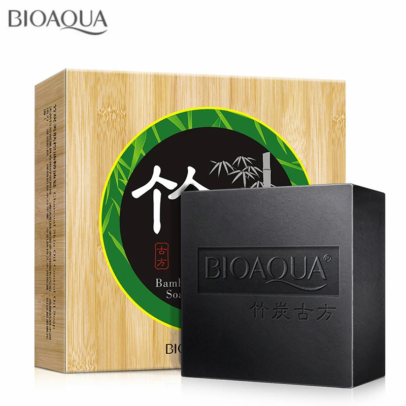 Image Black Bamboo Charcoal Essential Oil Handmade Soap 80g Acne Whitening Soap Deep Cleansing Oil control Face Wash Hair Care Bath