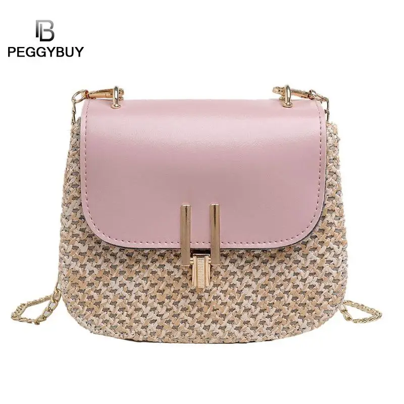 

Straw Shoulder Bag Small Flap Crossbody sac Straw Woven Shoulder Small Messenger Handbags Women Chain Crossbody Bags Bolsa