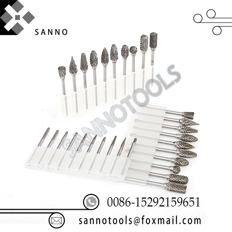 10pcs Shank Carbide Drill Bit Tungsten Solid Carbide Rotary Files Diamond Burrs Set Rotary Tool for Woodworking Drilling Carving