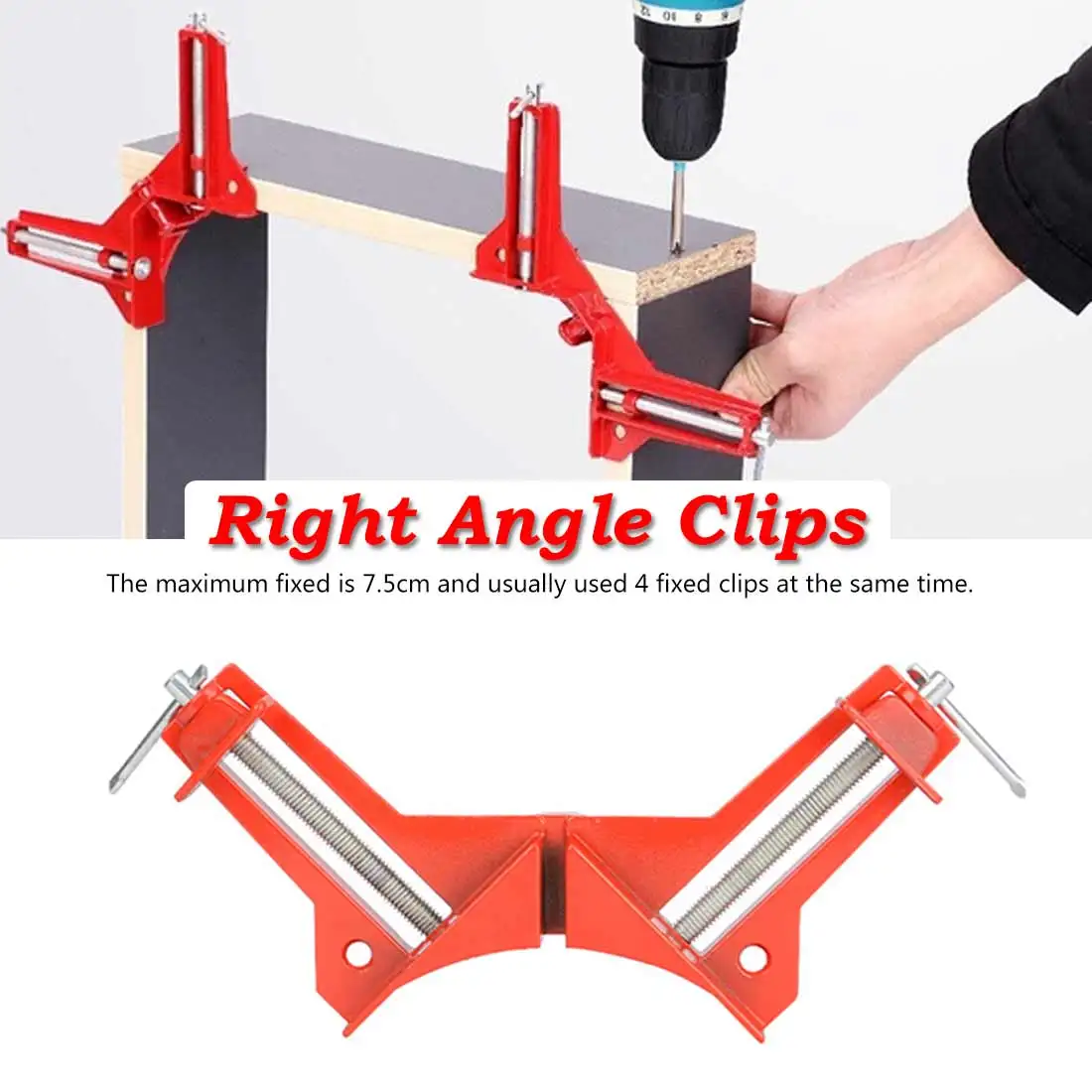 

Square Hole Multifunction 90 Degree Picture Frame Corner Clamp Fishtank DIY Holder Quick Fixed Woodworking Tool