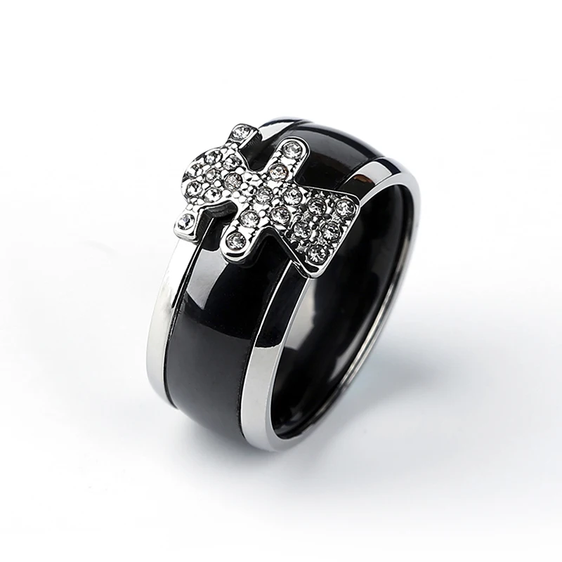Smart Boy Cute Girl Lover Ceramic Rings Human Shape Stainless Steel Men Rings For Women Valentine's Day Christmas Jewelry Gift