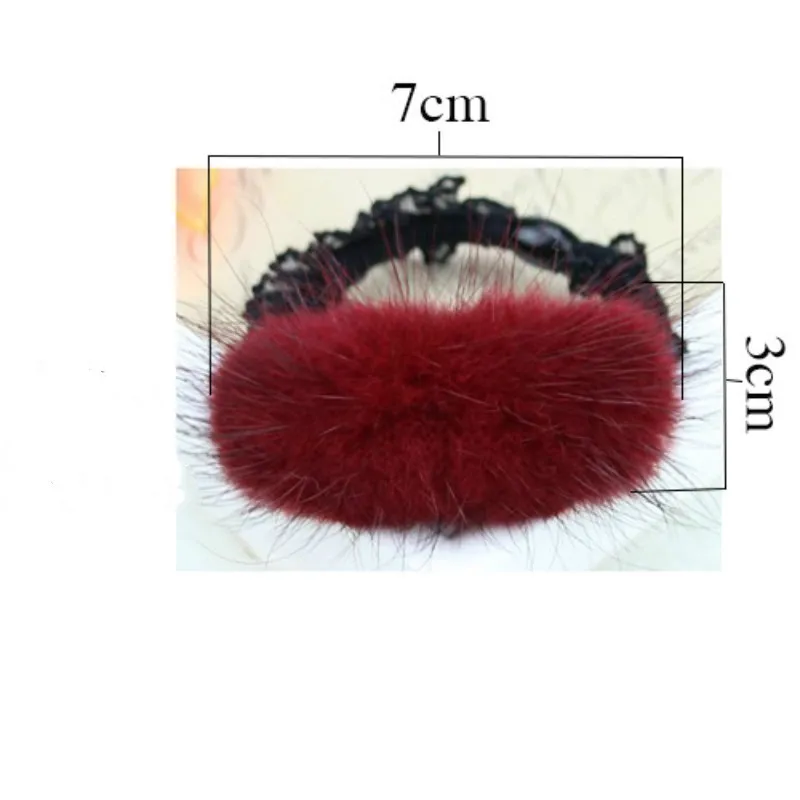 Натуральный мех, корейская веревка, Норковое кольцо для волос, меховое кольцо для волос, украшение для волос, Меховая повязка на голову, аксессуары для волос для девочек
