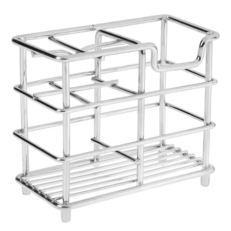

Stainless Steel Toothbrush Holder Toothpaste Razor Stand Bathroom Organizer Container Storage Shelf Holder Rack