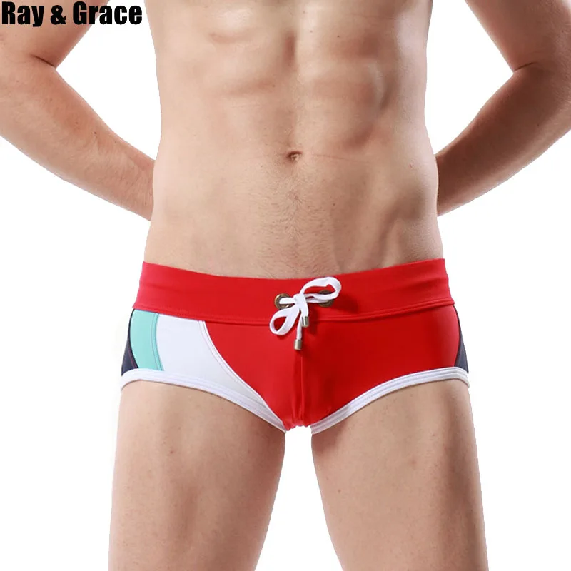 

RAY GRACE Swimwear Men Briefs Swim Sexy Breathable Swimsuit Quick Dry Low Waist Beach Shorts Men's Swimming Trunks For Bathing