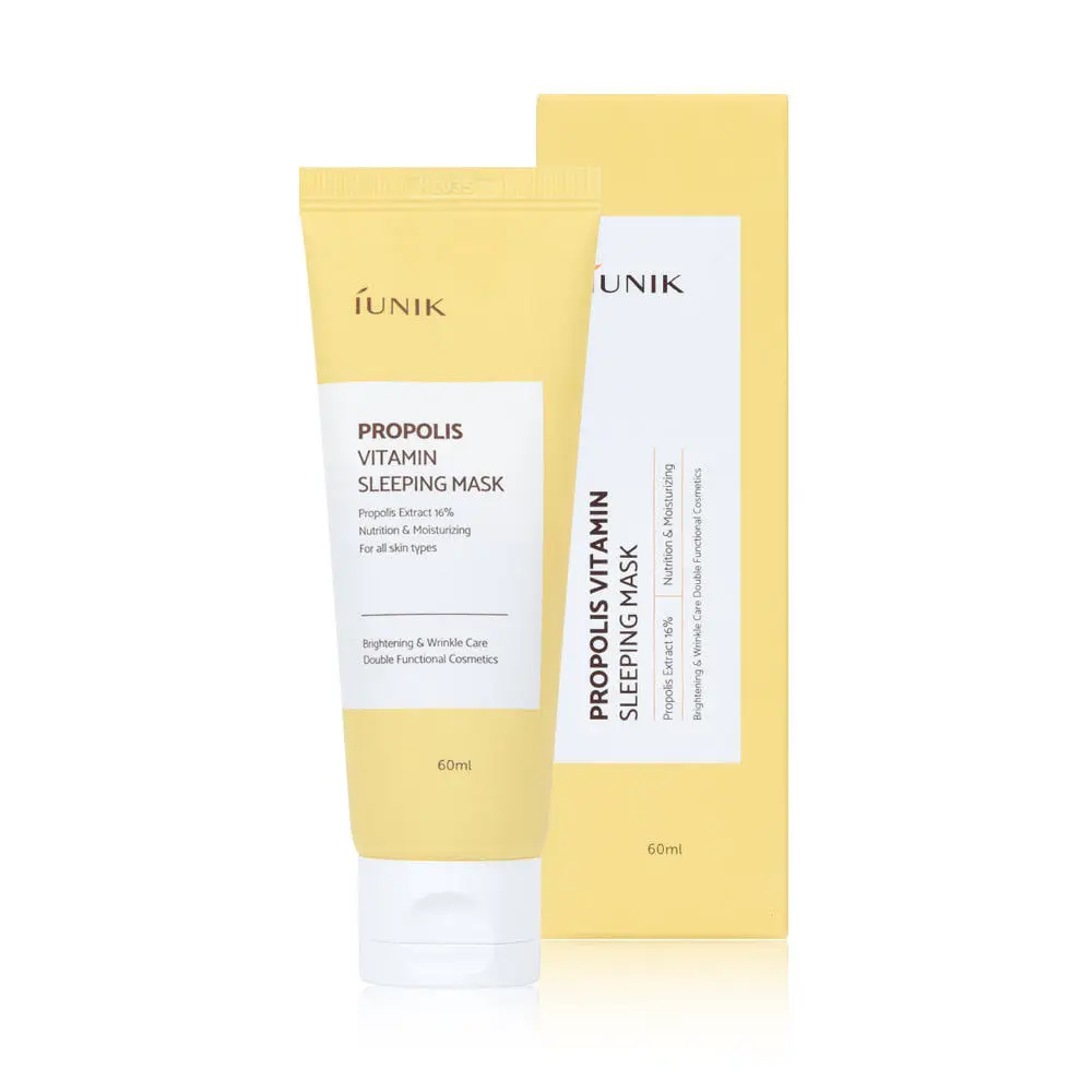 

IUNIK Propolis Vitamin Sleeping Mask 60ml Vitamin C Whitening Mask Brighten Firming Hydrating Speckle Fade Dark Spots Skin Care