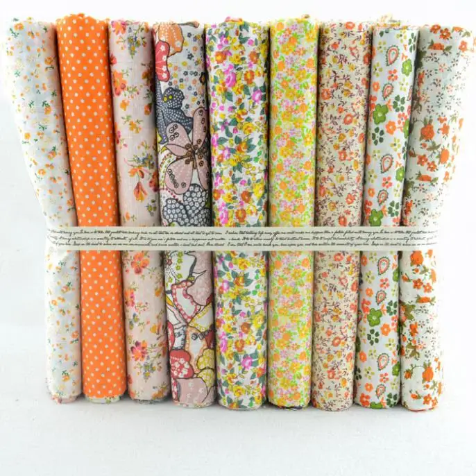 Booksew 50x50CM 9 Pieces "Fresh Yellow Floral" Cotton Fabric Fat Quarters Quilting Scrapbooking Patchwork Fabric Tilda cloth