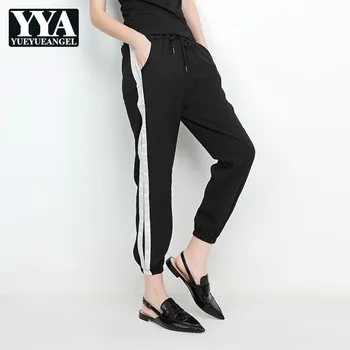 

2019 New Autumn Women Hip Hop Sweatpants Casual Elastic Waist Pants Female Streetwear Loose Fit Ankle-Length Pants Plus Size