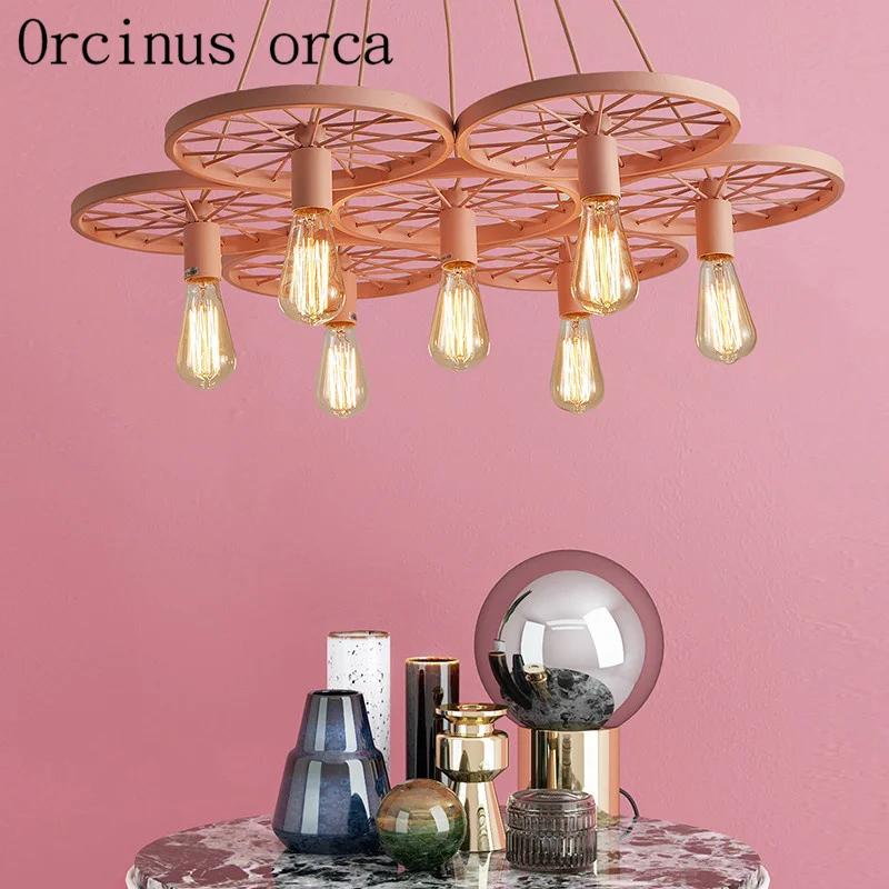 Us 64 0 Industrial Wind Color Wheels Chandeliers Restaurants Bars Coffee Shops Iron Art Retro Creative Personality Chandelier In Pendant Lights From