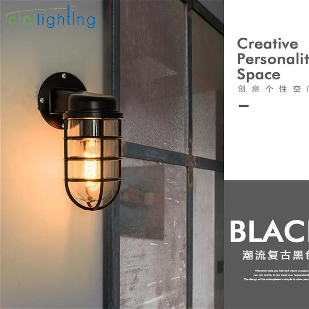 vintage retro wall lamps iron black wall sconces rainproof indoor outdoor wall lights porch bar garden living room aisle lamps