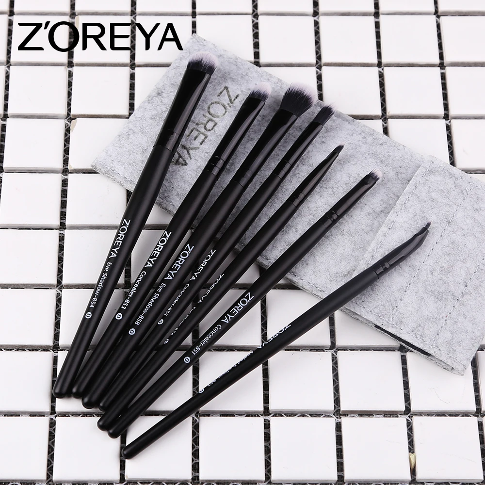 Бренд ZOREYA, 7 шт., кисти для макияжа глаз с мешочком, пудра, подводка для глаз, тени для бровей, консилер, кисть, как косметический инструмент для красоты