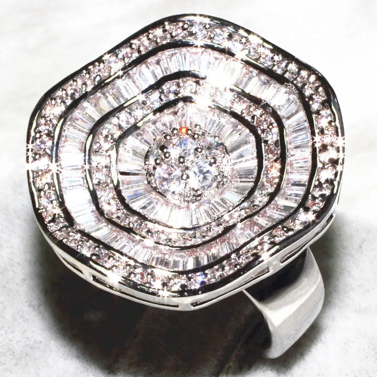 

Flower Ring For Women full stone plating AAA zircon pebble 85 particle, T drill 60 particle ALW1892