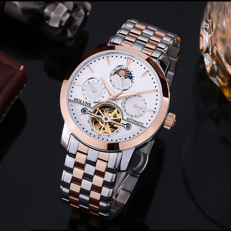 Мужские часы розовое золото 2019 Tourbillon автоматические механические мужские