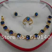 2 шт. украшения синий циркон браслет серьги ring8 комплект
