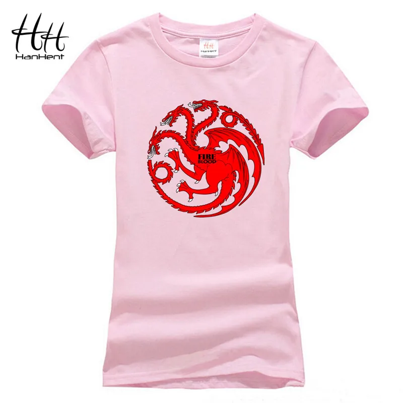 HanHent Targaryen футболки с рисунком дракона женские хлопковые короткие футболки Игра престолов модная футболка Сексуальная Повседневная одежда TB0442