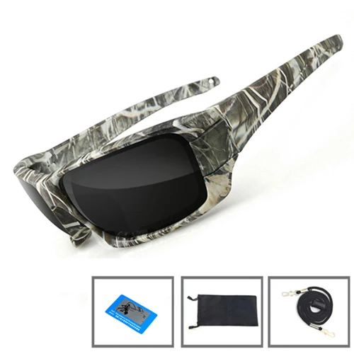 NEWBOLER солнцезащитные очки для рыбалки 4 Поляризованные УФ линзы камуфляжная оправа для мужчин и женщин спортивные солнцезащитные очки для отдыха на природе - Цвет: 1 Gray bag