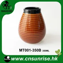120 шт./партия, деликатные гетры Yerba mate Calabaza, керамические чашки, натуральная форма с полосками, 350 мл, горячая распродажа, MT001-350B