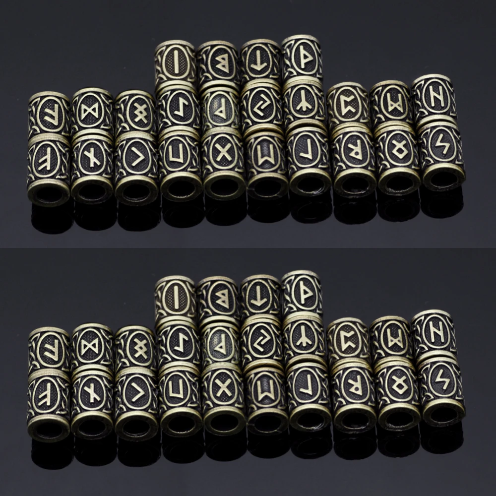 

Bronze Viking Runes Beads Hand made Jewelry Accessories plait Beards Hair Beads Charms for Making Necklace Pendant Bracelets DIY