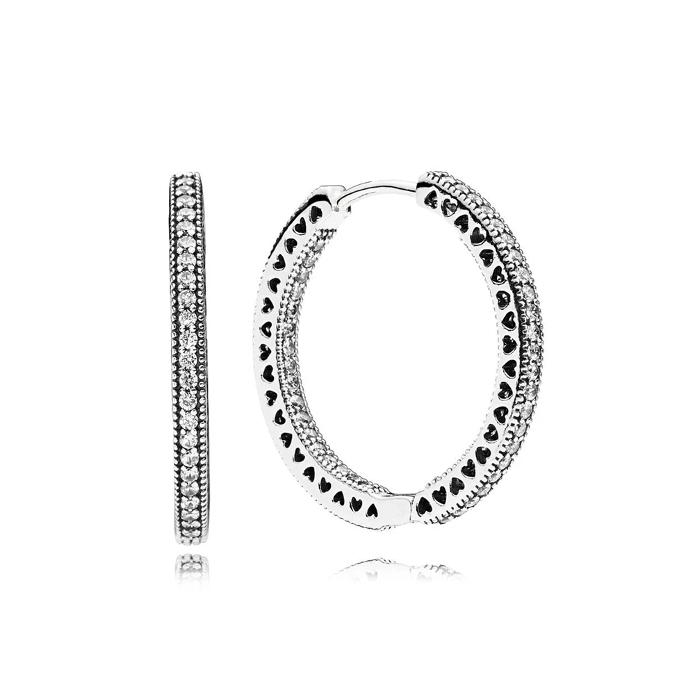 

NEW 100% 925 Sterling Silver Earrings Hearts of Earrings Clear CZ Ear Studs Fit DIY GIFT Wholesale Factory