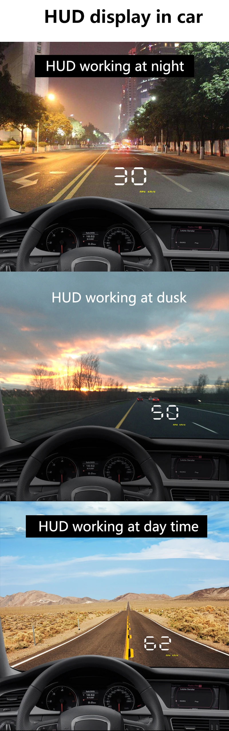 BigBigRoad автомобильный HUD Дисплей OBDII 2 EUOBD интерфейс скорость метр лобовое стекло проектор скорость напряжение топлива тревога