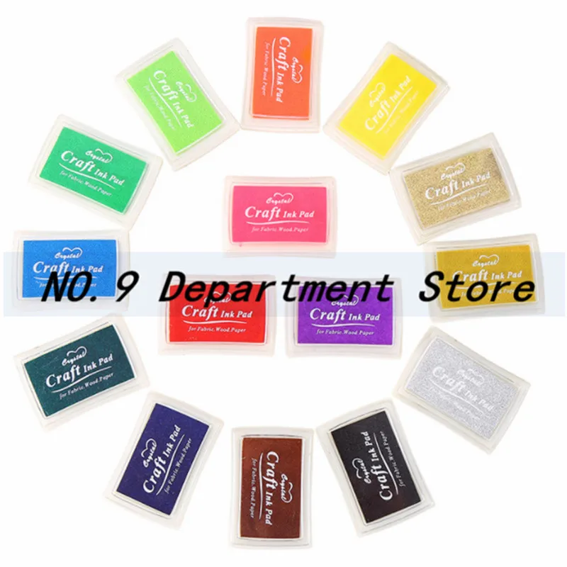 

Sale ! 15pcs/lot Child crystal craft oil based DIY ink pad for Rubber Stamps Fabric Wood Paper Scrapbooking Fingerprint Inkpad