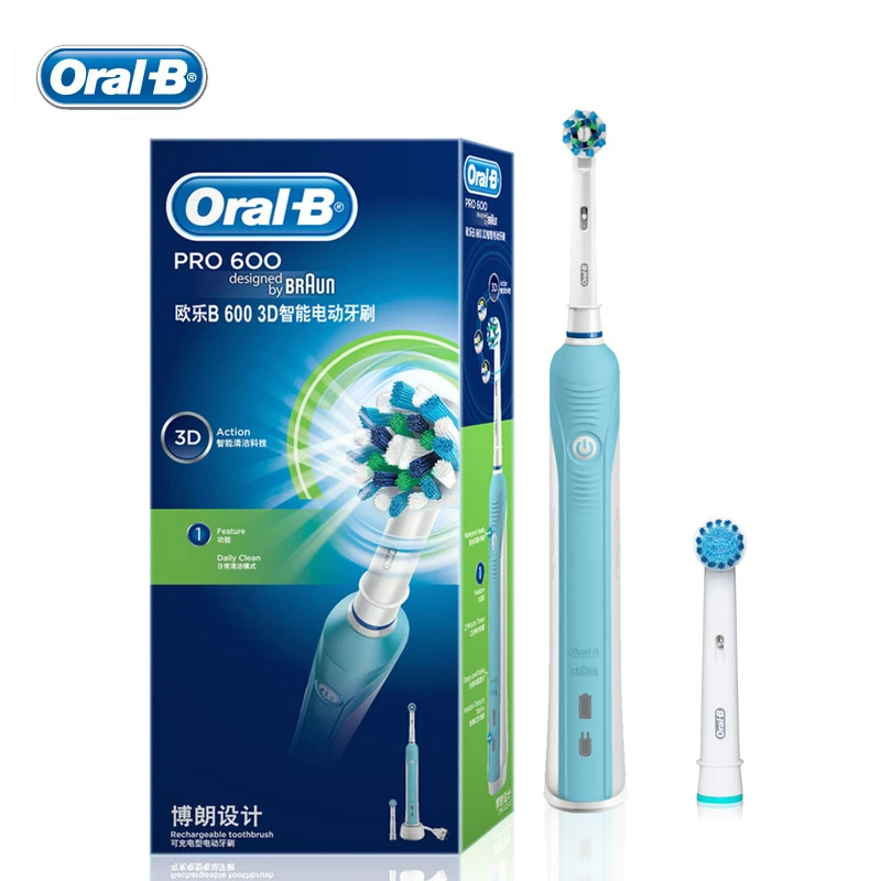 omhelzing huiselijk automaat Oral B Electric Toothbrush Pro600 D16 Adult Teeth Whitening Rechargeable 1  Holder+2 Heads Pink Blue Timer Electric Tooth Brushes - Electric Toothbrush  - AliExpress