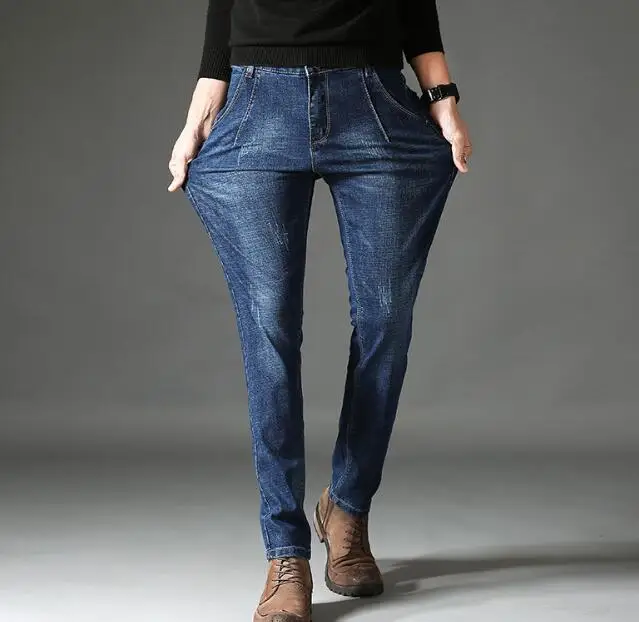 2018 Стрейчевые хлопковые джинсы для мужчин хорошего качества мужские брюки