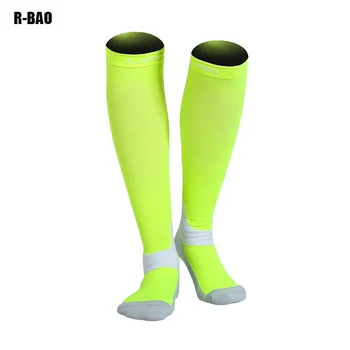R-BAO Lange Voetbal Sokken antislip Sport Sokken Voetbal Sokken Enkel Been Shin Guard Running sokken Compressie Protector Voor mannen