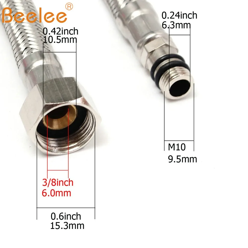 Beelee 60 см Сантехнический шланг G1/2 &quotG3/8&quot из нержавеющей стали гибкий Смеситель